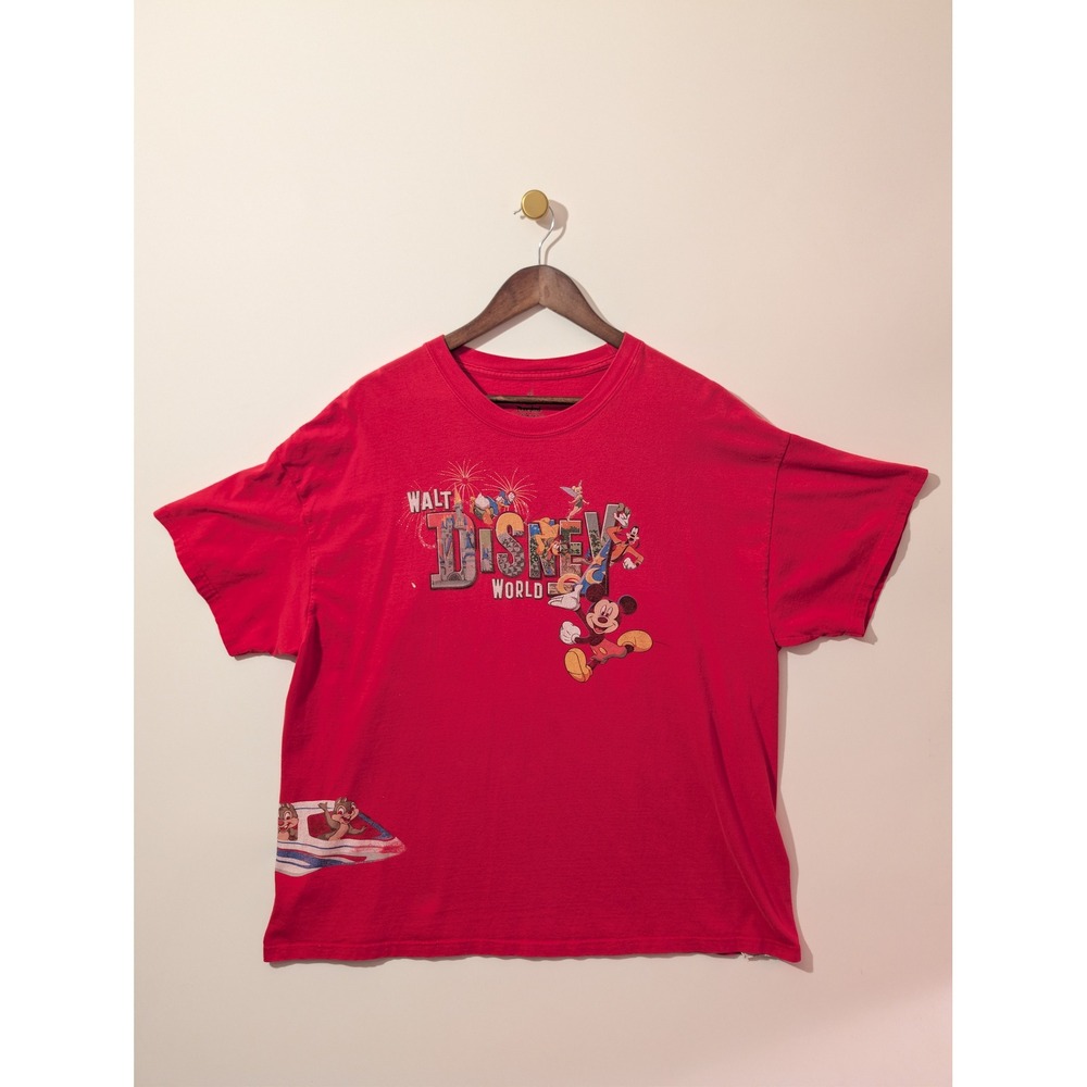 Disney World T-Shirt Mens 2XL Red Excellent Monorail Mickey Mouse Hanes Tee
